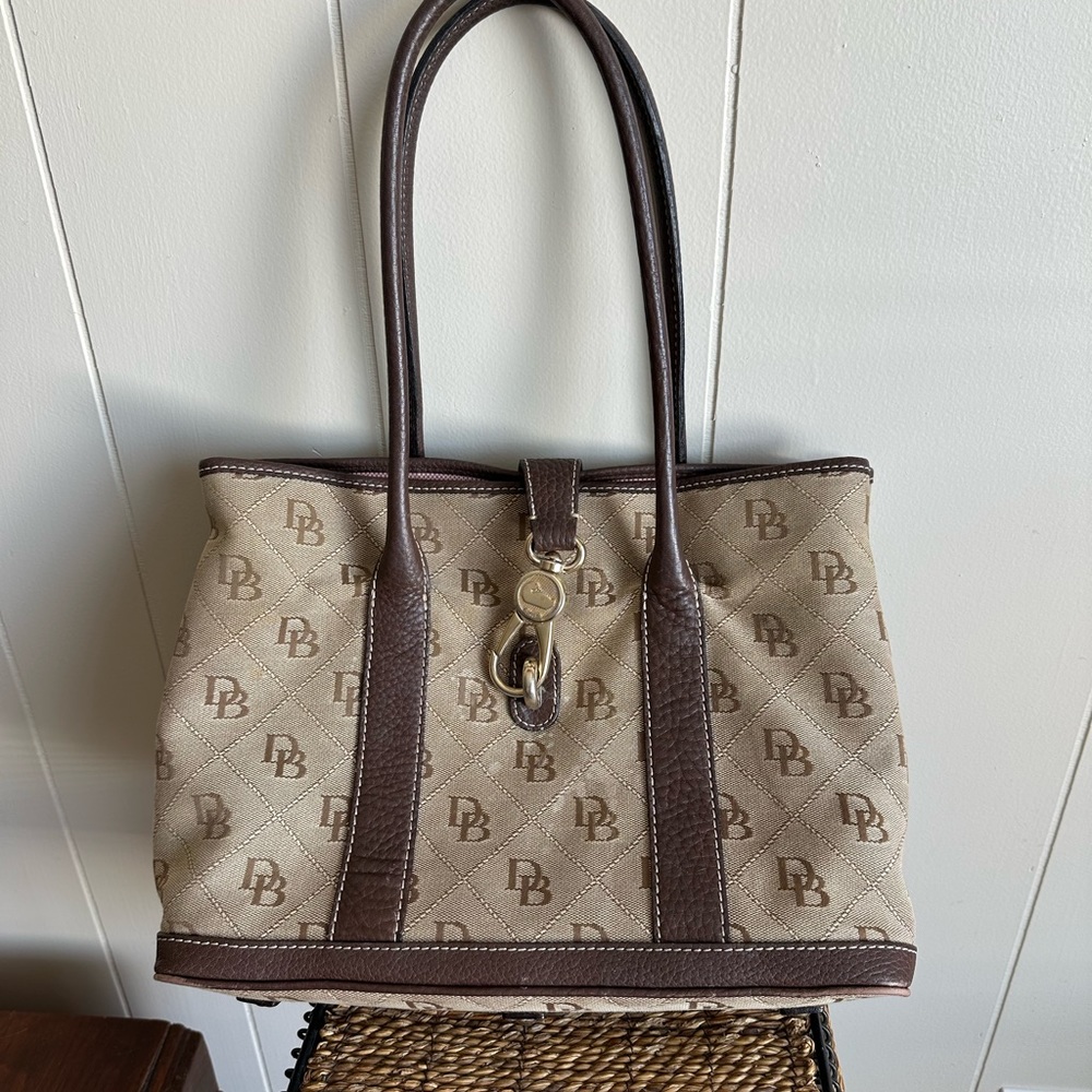 DB Dooney & Bourne Brown/ Tan Canvas Monogram Handbag